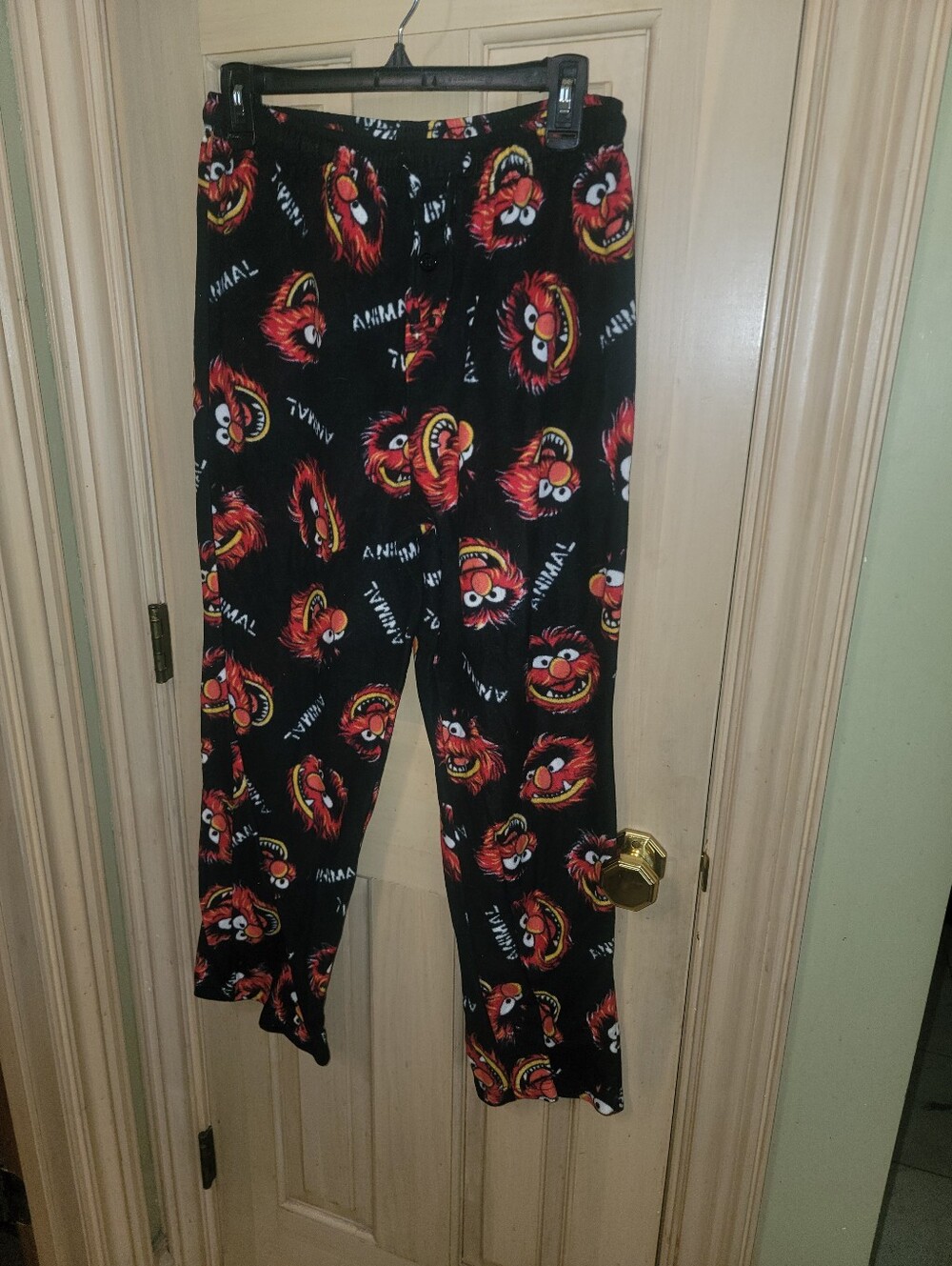 Disney Muppets Animal Character Black Lounge Pants Red & Orange Print Mens Sz M